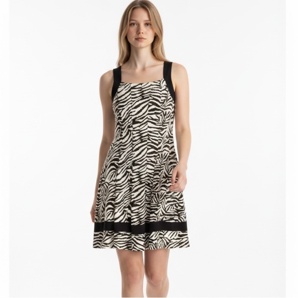 Jolibel Brown Off White Animal Print Square Neckline Sundress Dress  Size 14